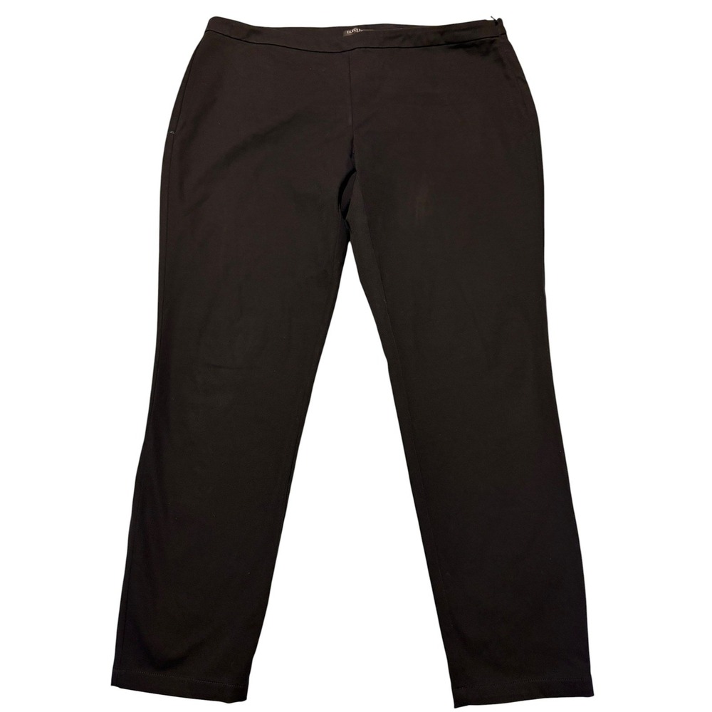 EILEEN FISHER Pants 14P Stretch Organic Cotton Twill Slim Ankle Side Zip Black